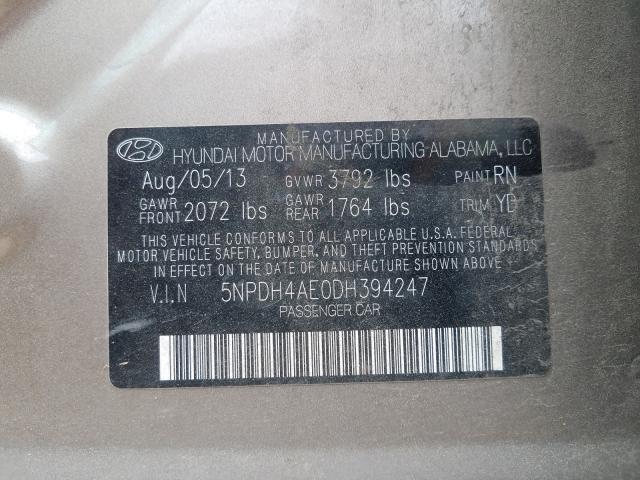 Photo 9 VIN: 5NPDH4AE0DH394247 - HYUNDAI ELANTRA GL 