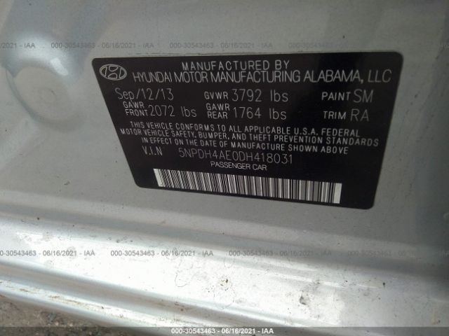 Photo 8 VIN: 5NPDH4AE0DH418031 - HYUNDAI ELANTRA 