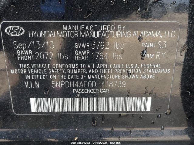 Photo 8 VIN: 5NPDH4AE0DH418739 - HYUNDAI ELANTRA 