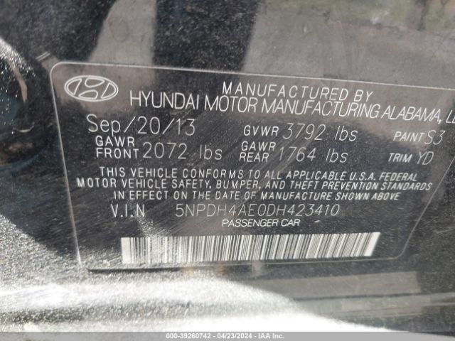 Photo 8 VIN: 5NPDH4AE0DH423410 - HYUNDAI ELANTRA 