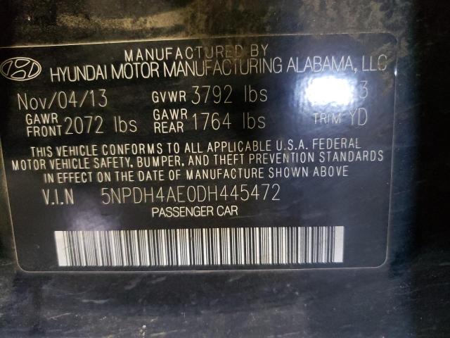 Photo 9 VIN: 5NPDH4AE0DH445472 - HYUNDAI ELANTRA GL 