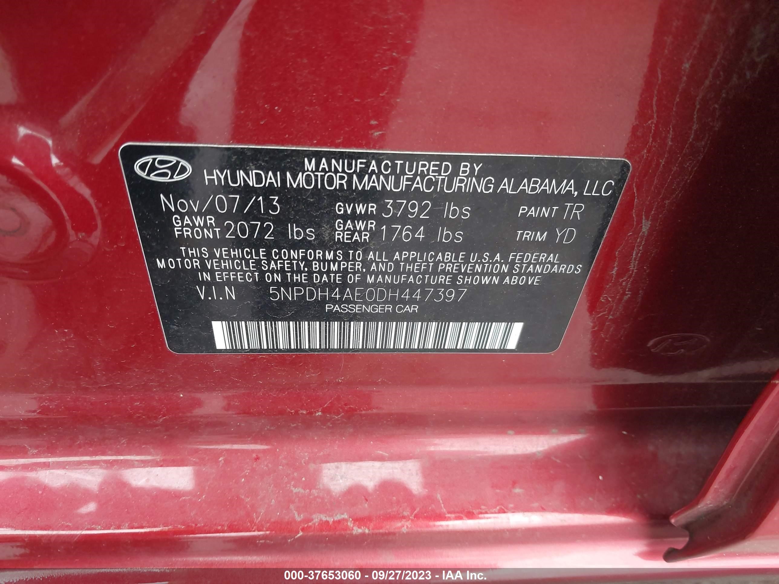 Photo 8 VIN: 5NPDH4AE0DH447397 - HYUNDAI ELANTRA 