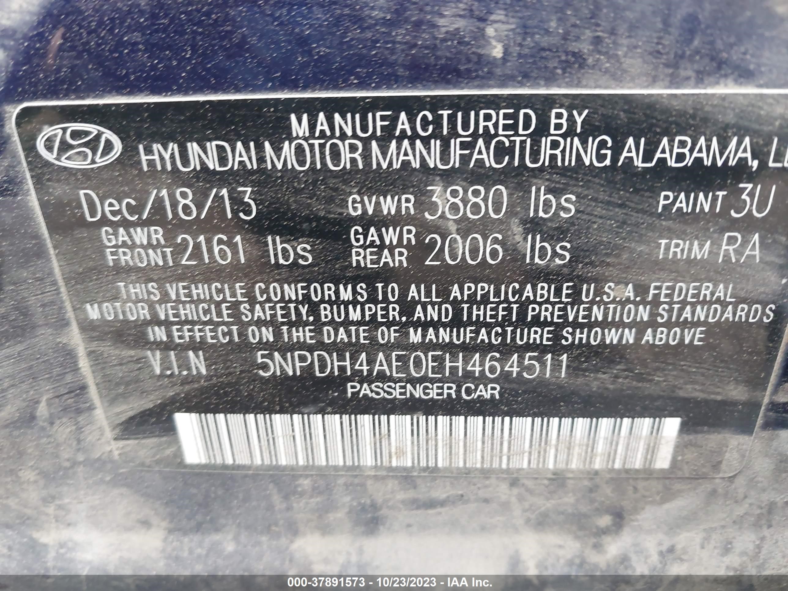 Photo 8 VIN: 5NPDH4AE0EH464511 - HYUNDAI ELANTRA 