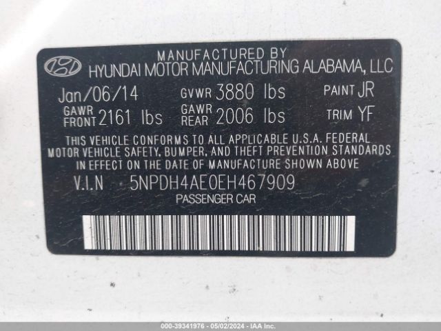 Photo 8 VIN: 5NPDH4AE0EH467909 - HYUNDAI ELANTRA 