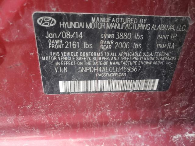 Photo 9 VIN: 5NPDH4AE0EH469367 - HYUNDAI ELANTRA SE 