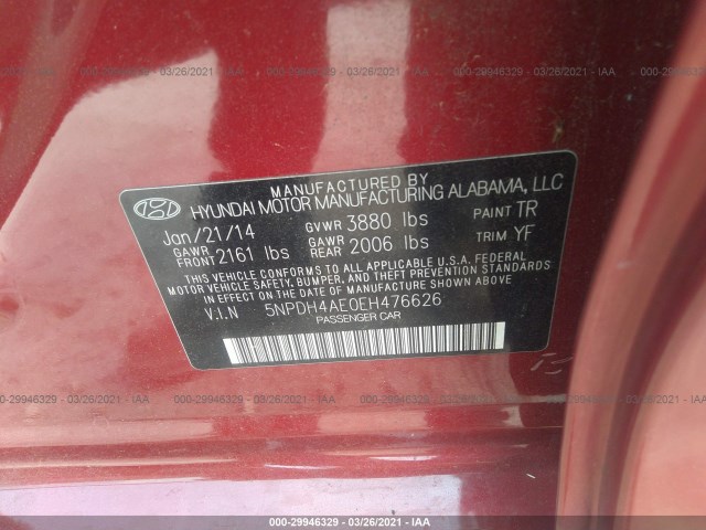 Photo 8 VIN: 5NPDH4AE0EH476626 - HYUNDAI ELANTRA 