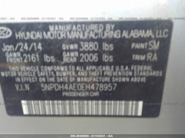 Photo 8 VIN: 5NPDH4AE0EH478957 - HYUNDAI ELANTRA 