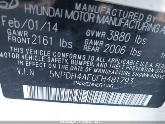 Photo 8 VIN: 5NPDH4AE0EH481793 - HYUNDAI ELANTRA 