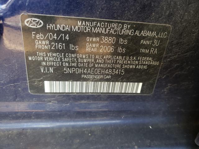 Photo 9 VIN: 5NPDH4AE0EH483415 - HYUNDAI ELANTRA SE 