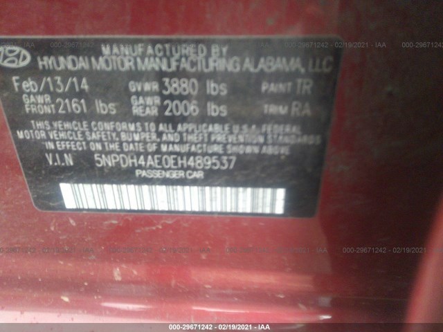 Photo 8 VIN: 5NPDH4AE0EH489537 - HYUNDAI ELANTRA 