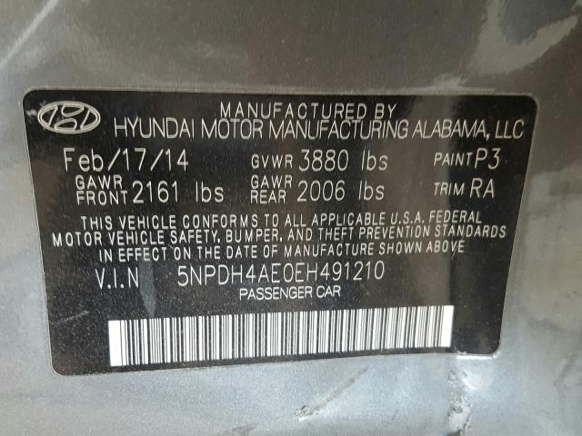 Photo 9 VIN: 5NPDH4AE0EH491210 - HYUNDAI ELANTRA SE 