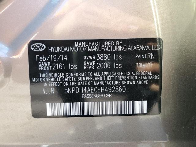 Photo 9 VIN: 5NPDH4AE0EH492860 - HYUNDAI ELANTRA SE 