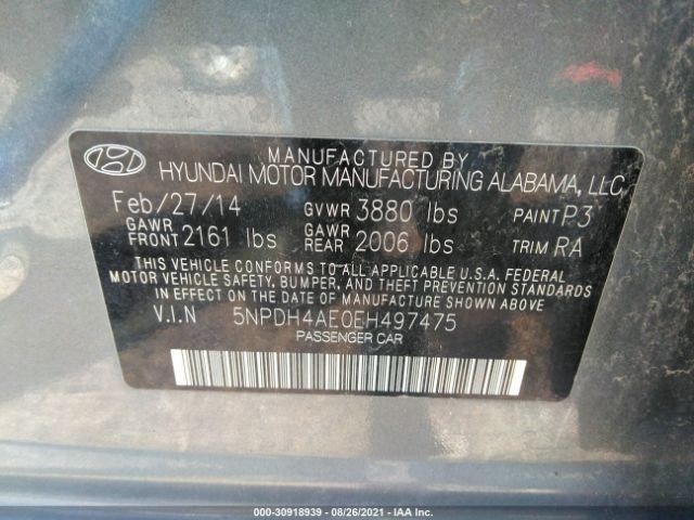 Photo 8 VIN: 5NPDH4AE0EH497475 - HYUNDAI ELANTRA 