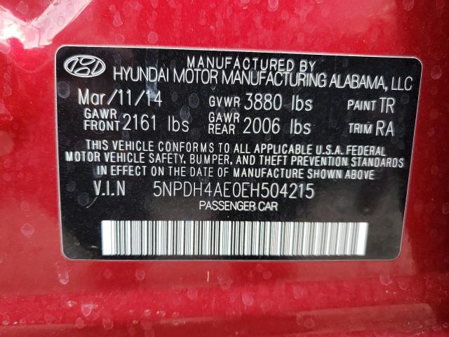 Photo 9 VIN: 5NPDH4AE0EH504215 - HYUNDAI ELANTRA SE 