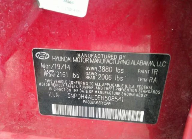 Photo 8 VIN: 5NPDH4AE0EH508541 - HYUNDAI ELANTRA 