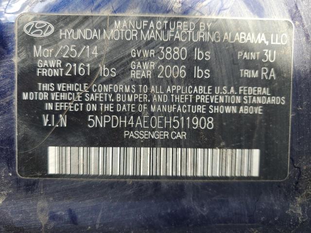 Photo 11 VIN: 5NPDH4AE0EH511908 - HYUNDAI ELANTRA 