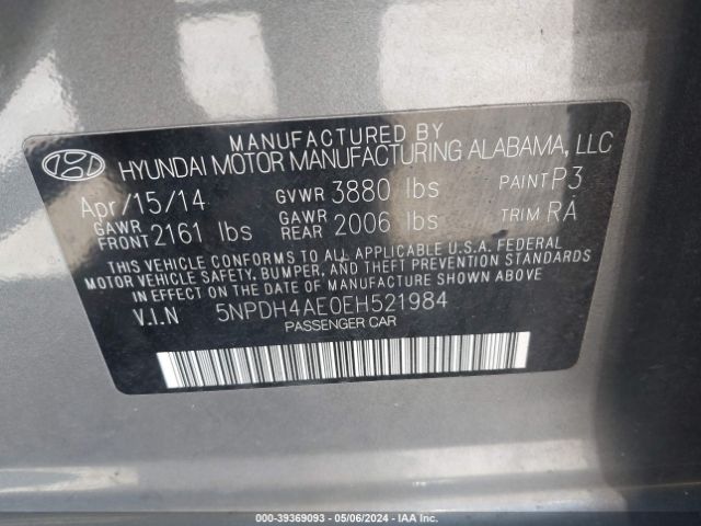 Photo 8 VIN: 5NPDH4AE0EH521984 - HYUNDAI ELANTRA 