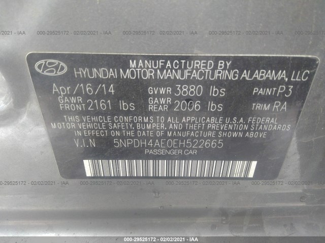 Photo 8 VIN: 5NPDH4AE0EH522665 - HYUNDAI ELANTRA 