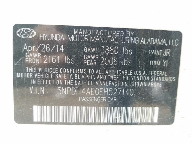 Photo 9 VIN: 5NPDH4AE0EH527140 - HYUNDAI ELANTRA SE 