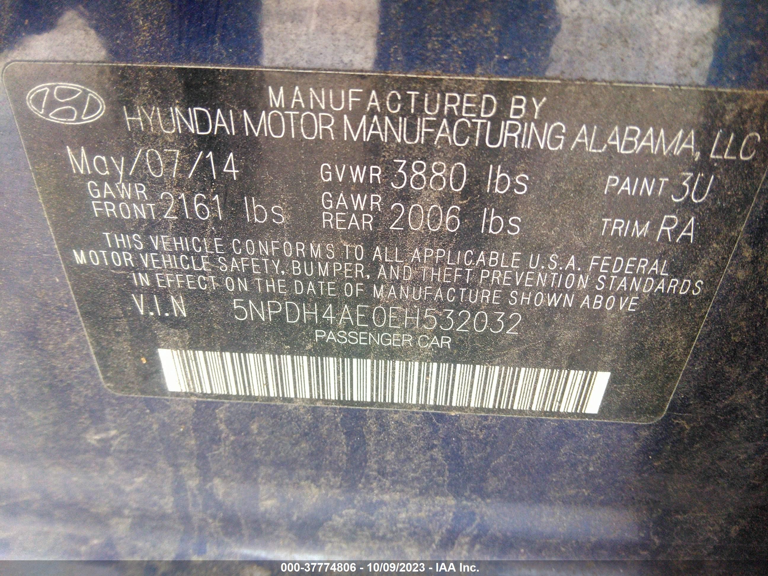 Photo 8 VIN: 5NPDH4AE0EH532032 - HYUNDAI ELANTRA 