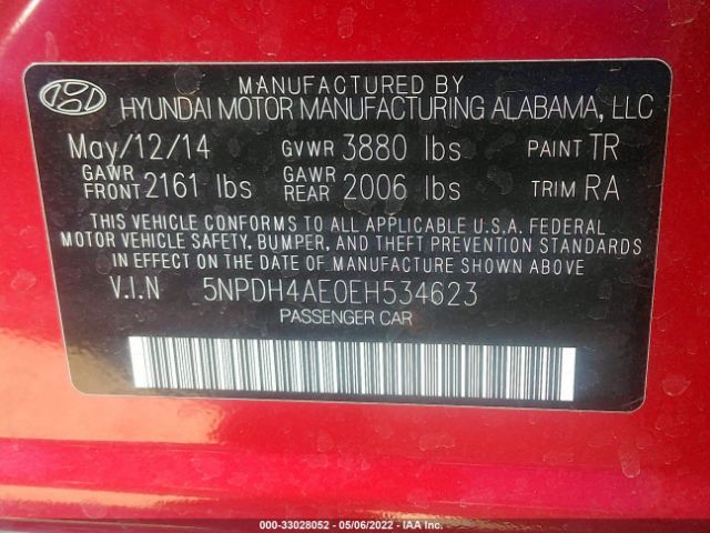 Photo 8 VIN: 5NPDH4AE0EH534623 - HYUNDAI ELANTRA 