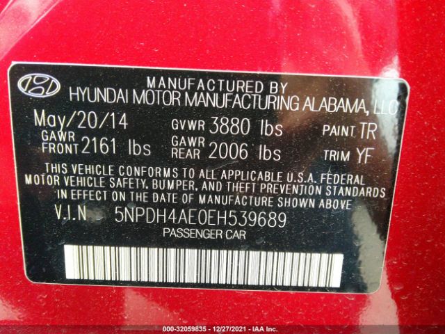 Photo 8 VIN: 5NPDH4AE0EH539689 - HYUNDAI ELANTRA 