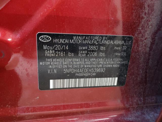 Photo 12 VIN: 5NPDH4AE0EH539692 - HYUNDAI ELANTRA SE 