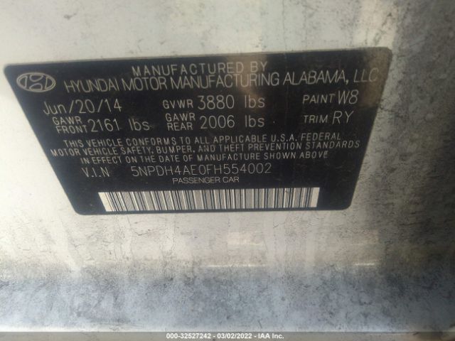 Photo 8 VIN: 5NPDH4AE0FH554002 - HYUNDAI ELANTRA 