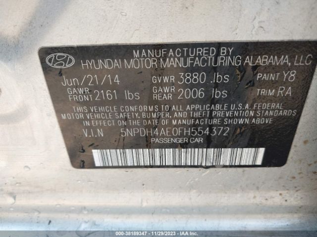 Photo 8 VIN: 5NPDH4AE0FH554372 - HYUNDAI ELANTRA 