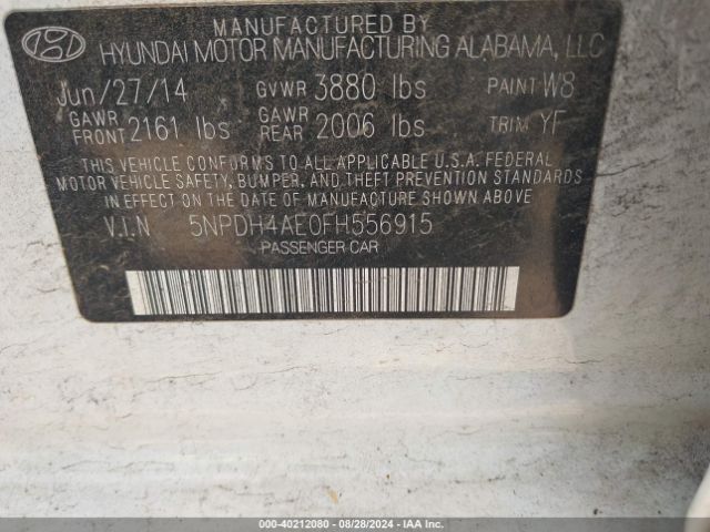 Photo 8 VIN: 5NPDH4AE0FH556915 - HYUNDAI ELANTRA 