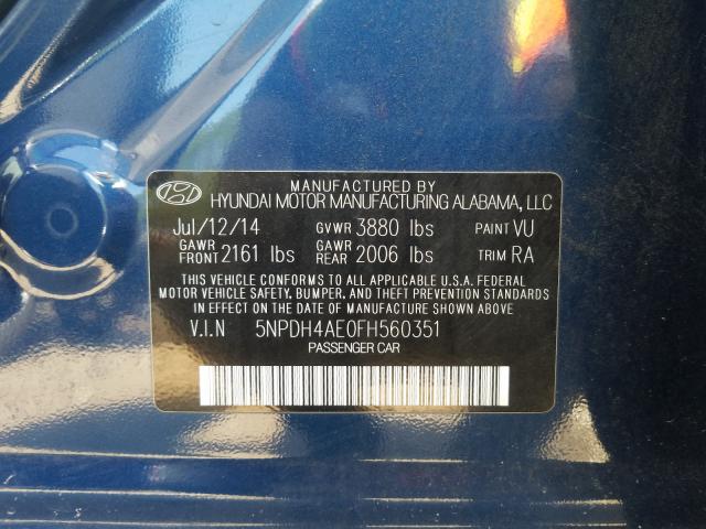 Photo 9 VIN: 5NPDH4AE0FH560351 - HYUNDAI ELANTRA SE 