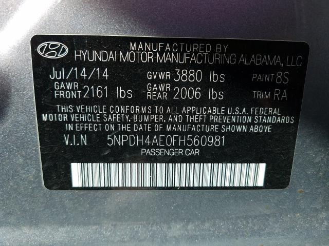 Photo 9 VIN: 5NPDH4AE0FH560981 - HYUNDAI ELANTRA SE 