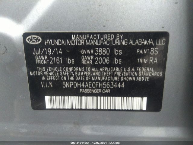 Photo 8 VIN: 5NPDH4AE0FH563444 - HYUNDAI ELANTRA 