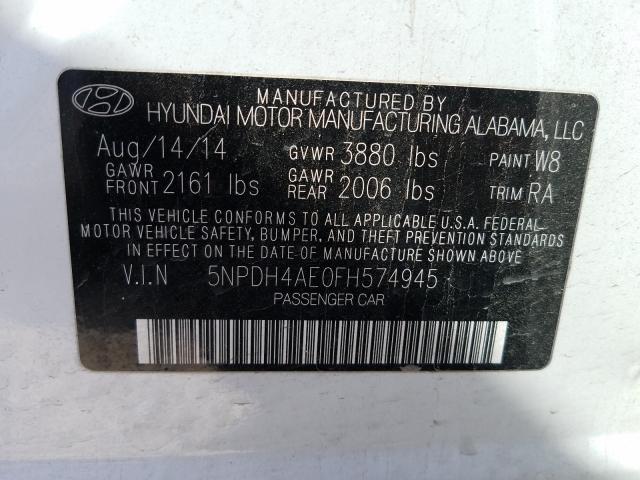 Photo 9 VIN: 5NPDH4AE0FH574945 - HYUNDAI ELANTRA SE 