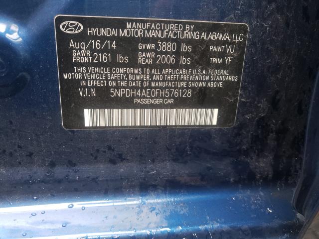 Photo 9 VIN: 5NPDH4AE0FH576128 - HYUNDAI ELANTRA SE 