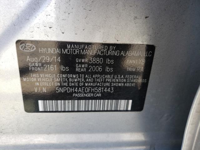 Photo 9 VIN: 5NPDH4AE0FH581443 - HYUNDAI ELANTRA SE 