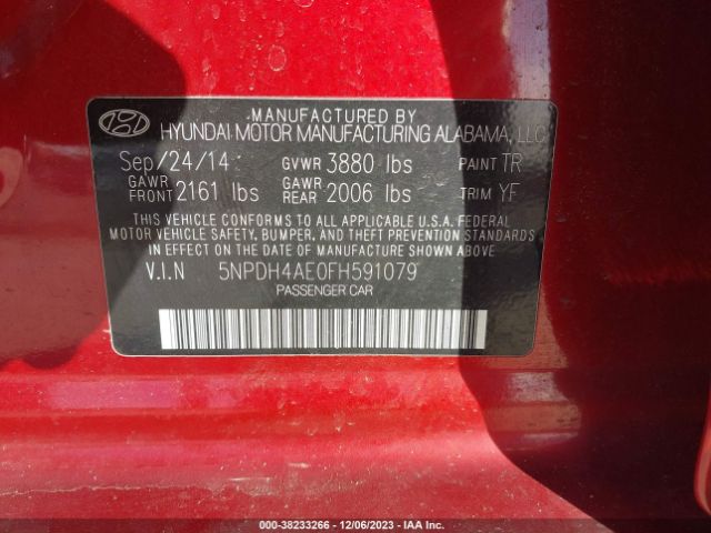 Photo 8 VIN: 5NPDH4AE0FH591079 - HYUNDAI ELANTRA 