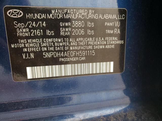 Photo 9 VIN: 5NPDH4AE0FH591115 - HYUNDAI ELANTRA SE 