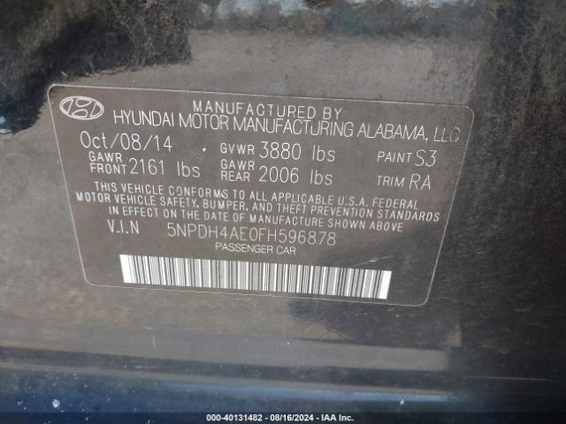 Photo 8 VIN: 5NPDH4AE0FH596878 - HYUNDAI ELANTRA 