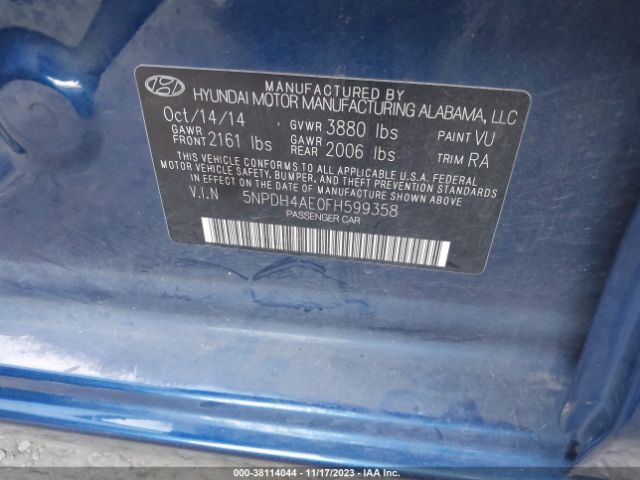 Photo 8 VIN: 5NPDH4AE0FH599358 - HYUNDAI ELANTRA 