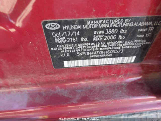 Photo 8 VIN: 5NPDH4AE0FH600573 - HYUNDAI ELANTRA 