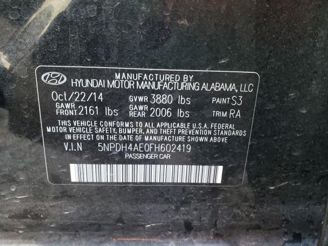 Photo 9 VIN: 5NPDH4AE0FH602419 - HYUNDAI ELANTRA SE 