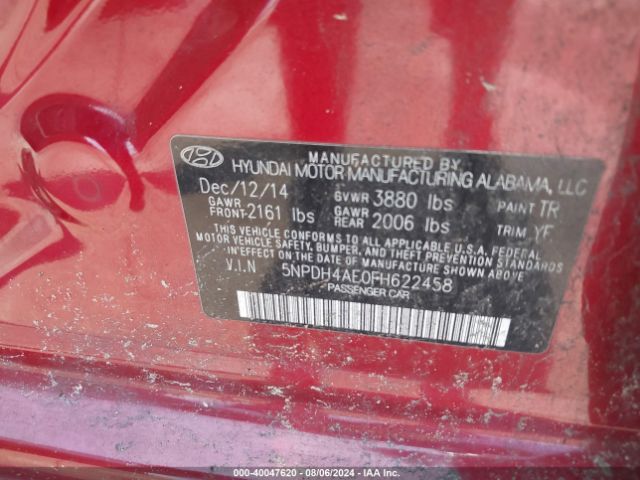 Photo 8 VIN: 5NPDH4AE0FH622458 - HYUNDAI ELANTRA 