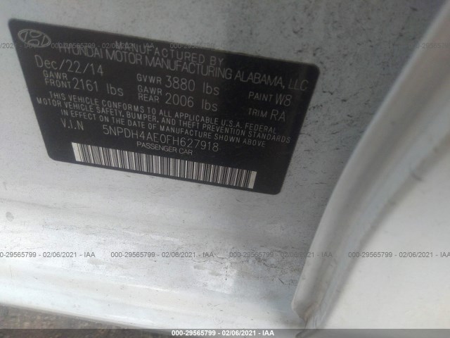 Photo 8 VIN: 5NPDH4AE0FH627918 - HYUNDAI ELANTRA 