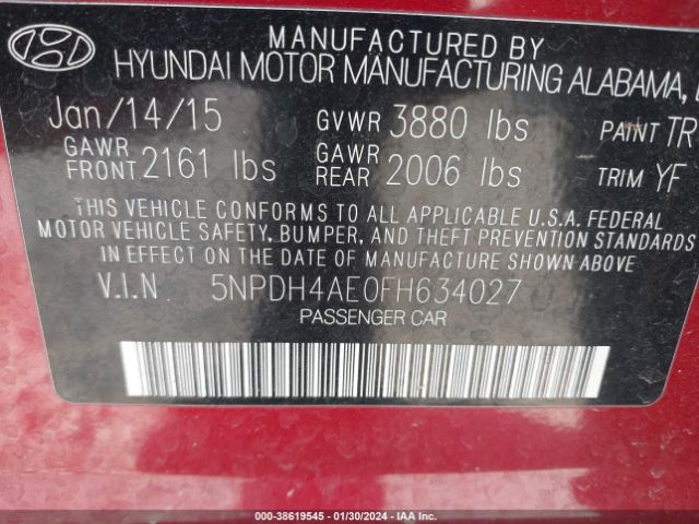 Photo 8 VIN: 5NPDH4AE0FH634027 - HYUNDAI ELANTRA 