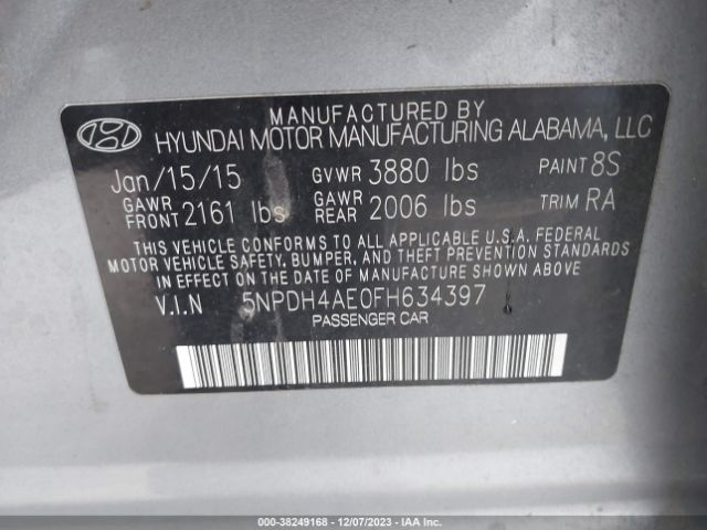 Photo 8 VIN: 5NPDH4AE0FH634397 - HYUNDAI ELANTRA 