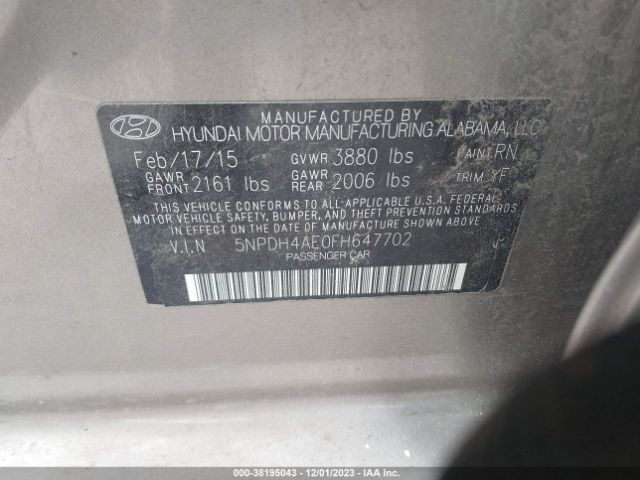 Photo 8 VIN: 5NPDH4AE0FH647702 - HYUNDAI ELANTRA 