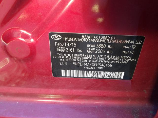 Photo 9 VIN: 5NPDH4AE0FH648459 - HYUNDAI ELANTRA SE 