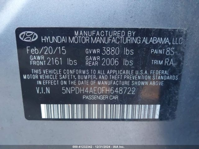 Photo 8 VIN: 5NPDH4AE0FH648722 - HYUNDAI ELANTRA 