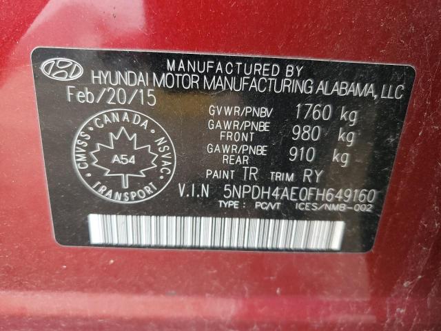 Photo 11 VIN: 5NPDH4AE0FH649160 - HYUNDAI ELANTRA SE 